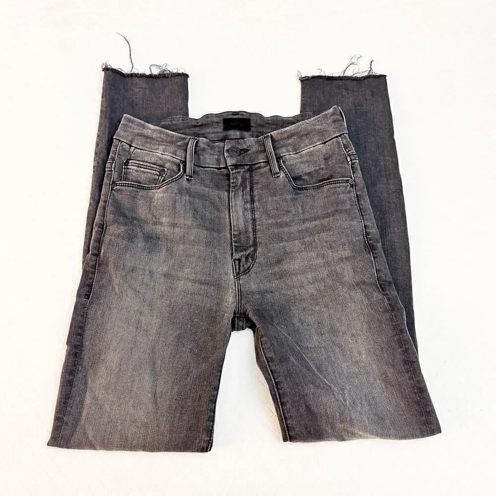 Mother High Waisted Looker Ankle Fray Lighting Up Lanterns Denim Jeans Size 24